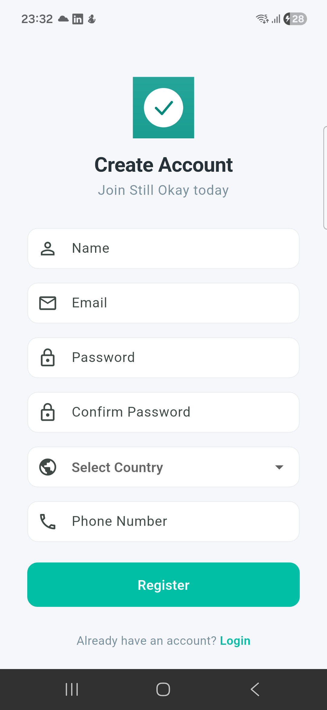 Register screen