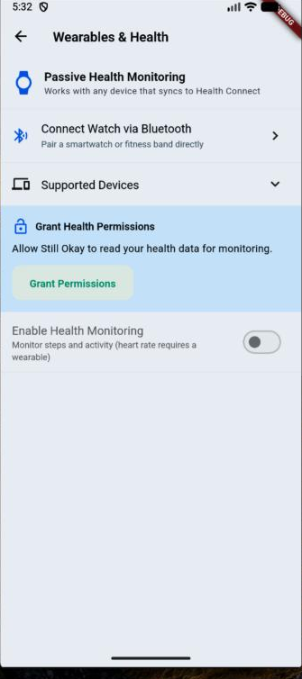 Health monitoring screen